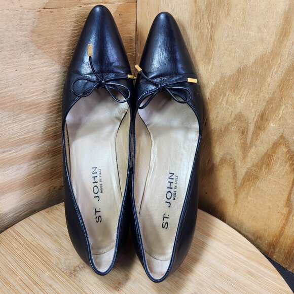 St. John Leather High Heel Pointed Toe Pumps Size 9 B - Picture 6 of 10